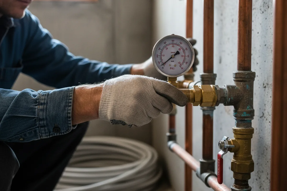 Pressure testing a repaired line during Water Line Repair in Charleroi